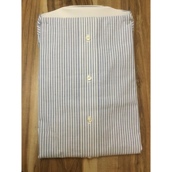 Stafford Button Down Oxford Shirt~Long Sleeves~Blue Stripes~Mens XL 17 36-37 NEW - Picture 2 of 5